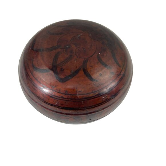 Antique Hand-Painted Wooden Trinket Box With Lid - Picture 1 of 7
